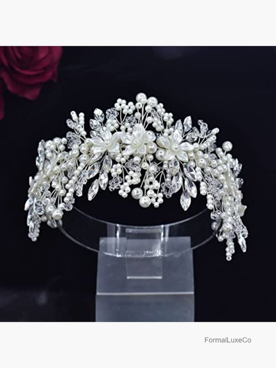 Pearl Bridal Headband, Rhinestone Wedding Headpiece Hair Accessory main image 6